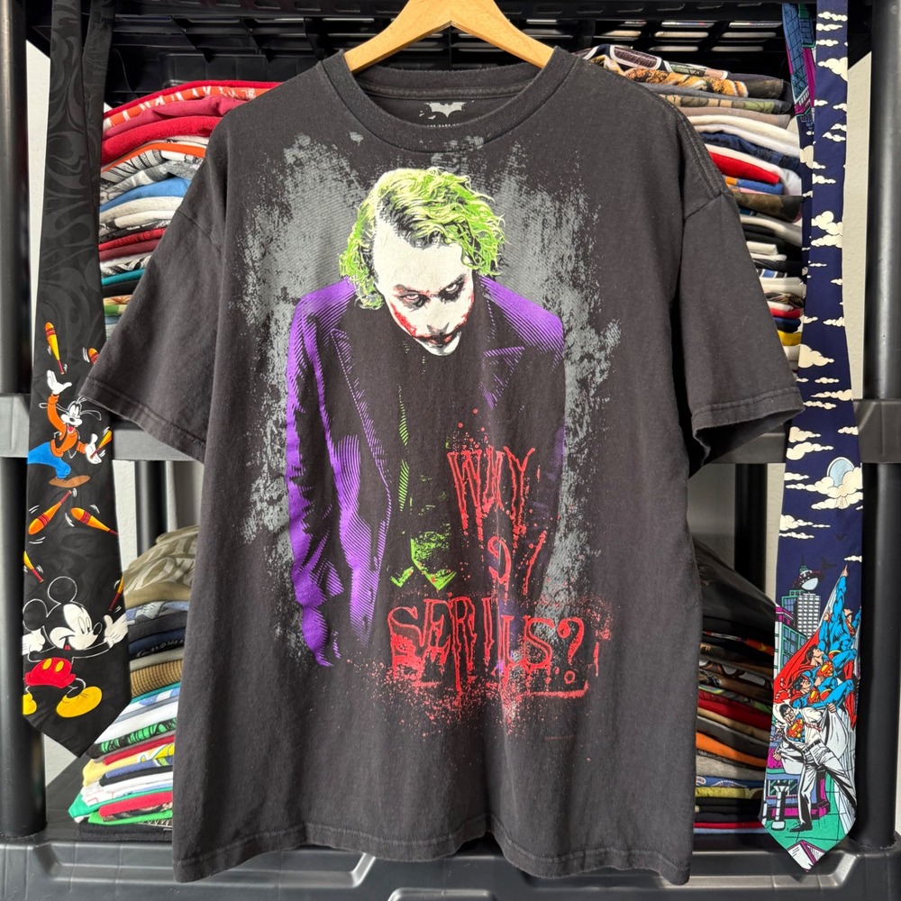 Y2K Black The Dark Knight Joker Why So Serious Graphic Tee XL